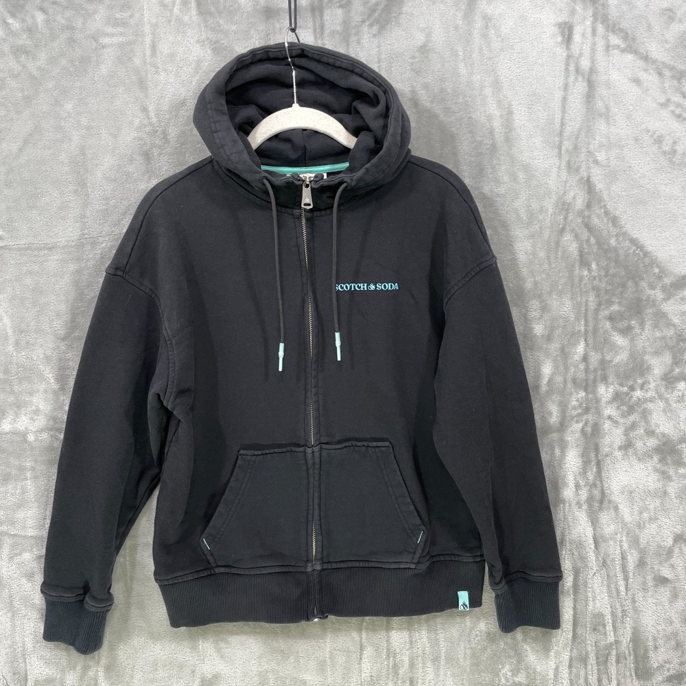 Scotch & Soda‎ Amsterdam Hoodie Womens XS Black Full Zip Minimalist Sweatshirt